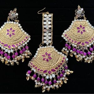 Indian jewelry, punjabi tikka and earing set, lightweight